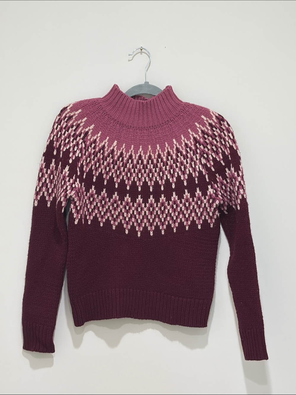 Brooks Brothers Plum Lambswool Fair Isle Sweater